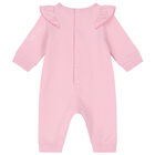 Baby Girls Pink Logo Romper, 1, hi-res